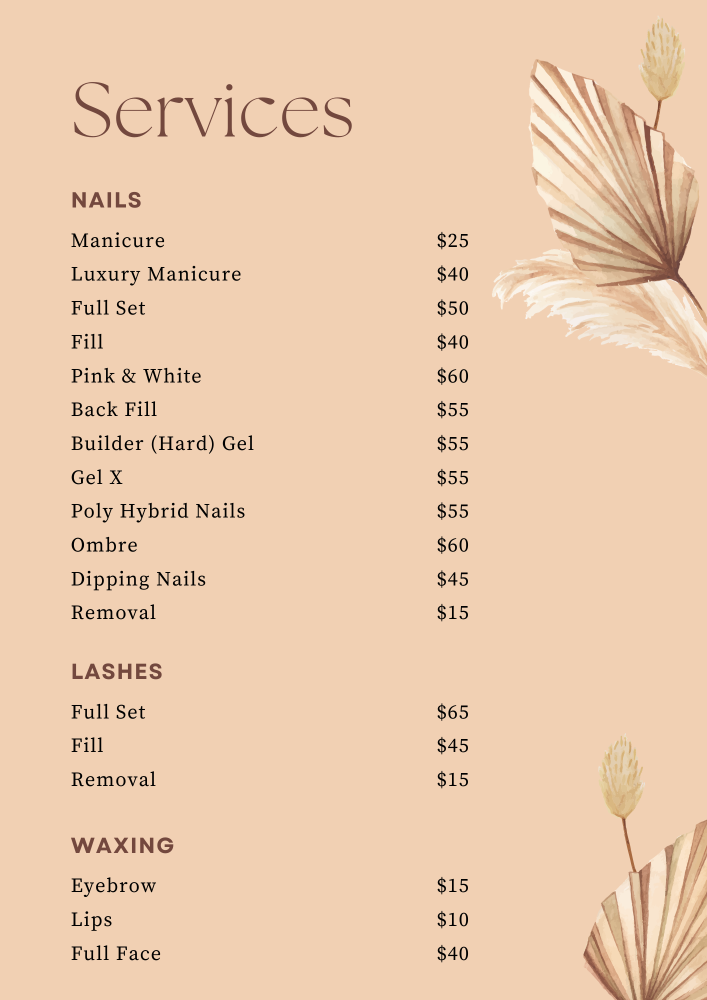 Mystic Nails Menu 1
